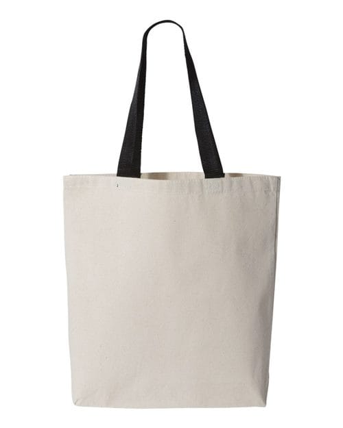 Q-Tees Q4400-11L Canvas Tote with Contrast-Color Handles in 