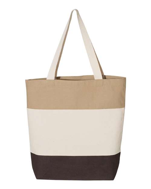 Q-Tees Q125900-11L Tri-Color Tote in Chocolate/ Natural/ Khaki