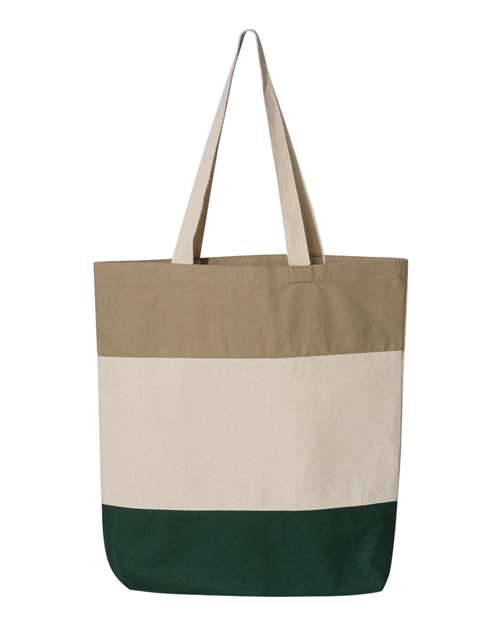 Q-Tees Q125900-11L Tri-Color Tote in Forest/ Natural/ Khaki