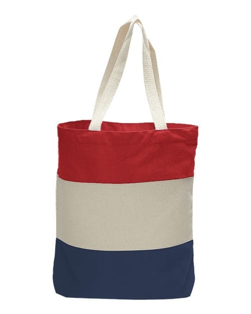 Q-Tees Q125900-11L Tri-Color Tote in Navy/ Natural/ Red