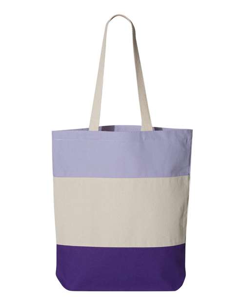 Q-Tees Q125900-11L Tri-Color Tote in Purple/ Natural/ Lavender