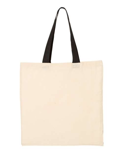 Q-Tees 8145 OSFA / Natural/ Black Q-Tees QTB6000-Economical Tote with Contrast-Color Handles