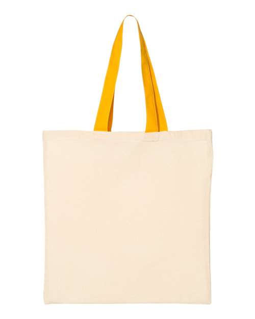 Q-Tees 8145 OSFA / Natural/ Gold Q-Tees QTB6000-Economical Tote with Contrast-Color Handles