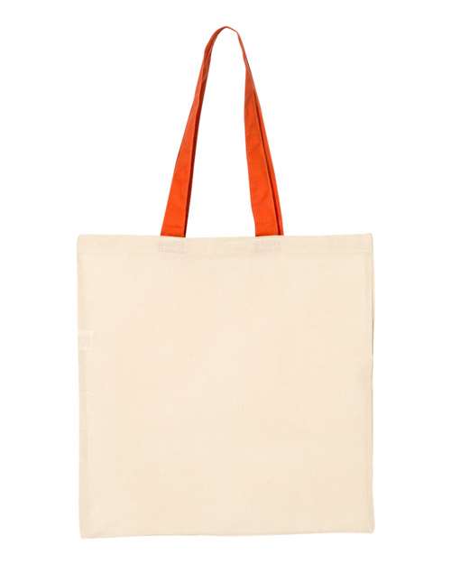 Q-Tees 8145 OSFA / Natural/ Orange Q-Tees QTB6000-Economical Tote with Contrast-Color Handles