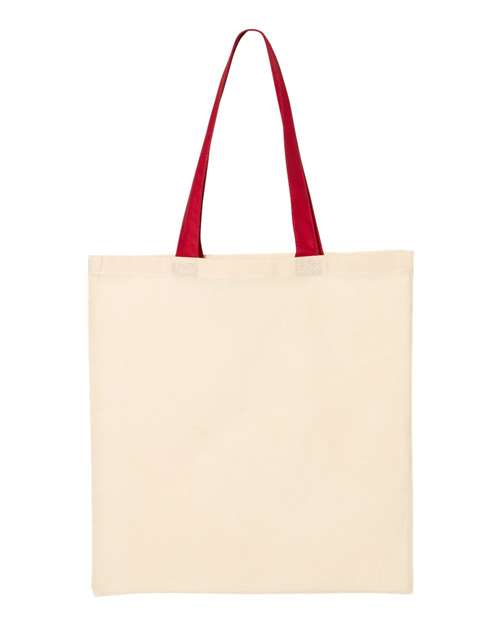 Q-Tees 8145 OSFA / Natural/ Red Q-Tees QTB6000-Economical Tote with Contrast-Color Handles