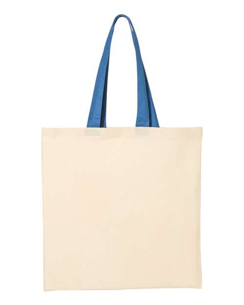 Q-Tees 8145 OSFA / Natural/ Royal Q-Tees QTB6000-Economical Tote with Contrast-Color Handles