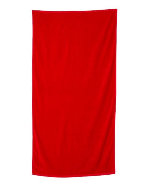 Q-Tees 8148 OSFA / Red Q-Tees QV3060-Velour Beach Towel