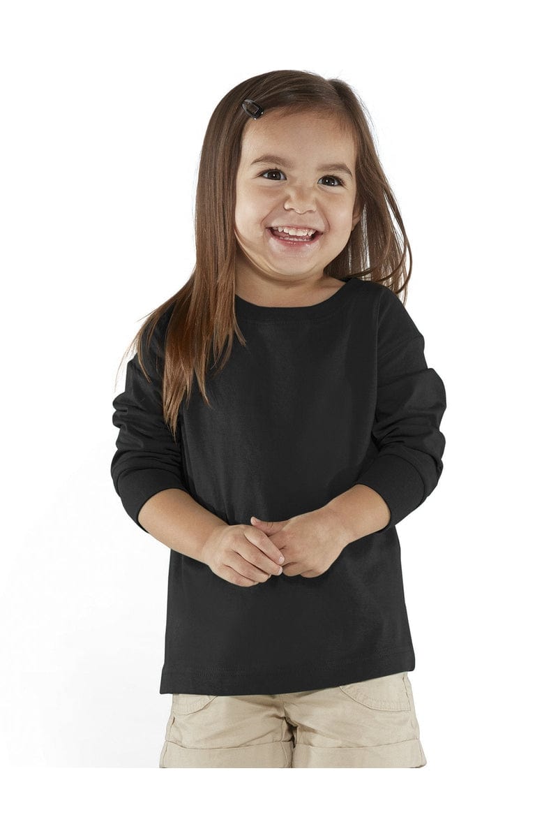 Rabbit Skins Infant/Toddler 2T / Black Rabbit Skins RS3302: Toddler Long-Sleeve Fine Jersey T-Shirt