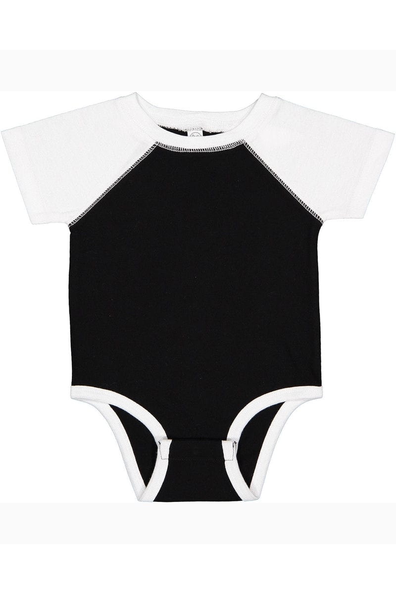Rabbit Skins Infant/Toddler 6MOS / Black/ White Rabbit Skins RS4430: Infant Baseball Fine Jersey Bodysuit