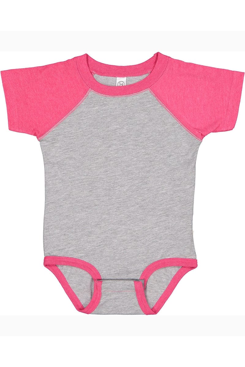 Rabbit Skins Infant/Toddler 6MOS / Vn Ht/ Vn Ht Pnk Rabbit Skins RS4430: Infant Baseball Fine Jersey Bodysuit