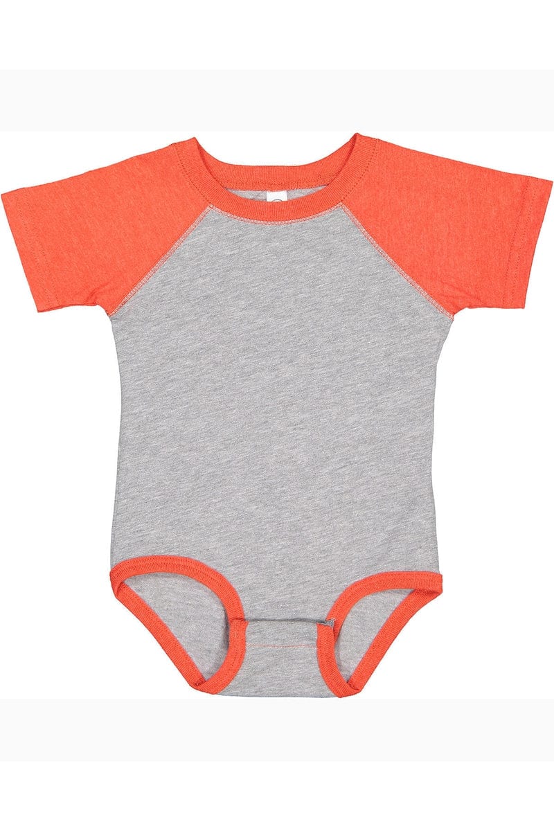 Rabbit Skins Infant/Toddler 6MOS / Vn Hth/ Vin Orng Rabbit Skins RS4430: Infant Baseball Fine Jersey Bodysuit
