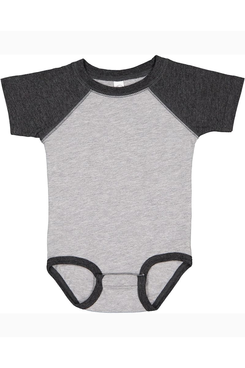 Rabbit Skins Infant/Toddler 6MOS / Vn Hth/ Vn Smoke Rabbit Skins RS4430: Infant Baseball Fine Jersey Bodysuit