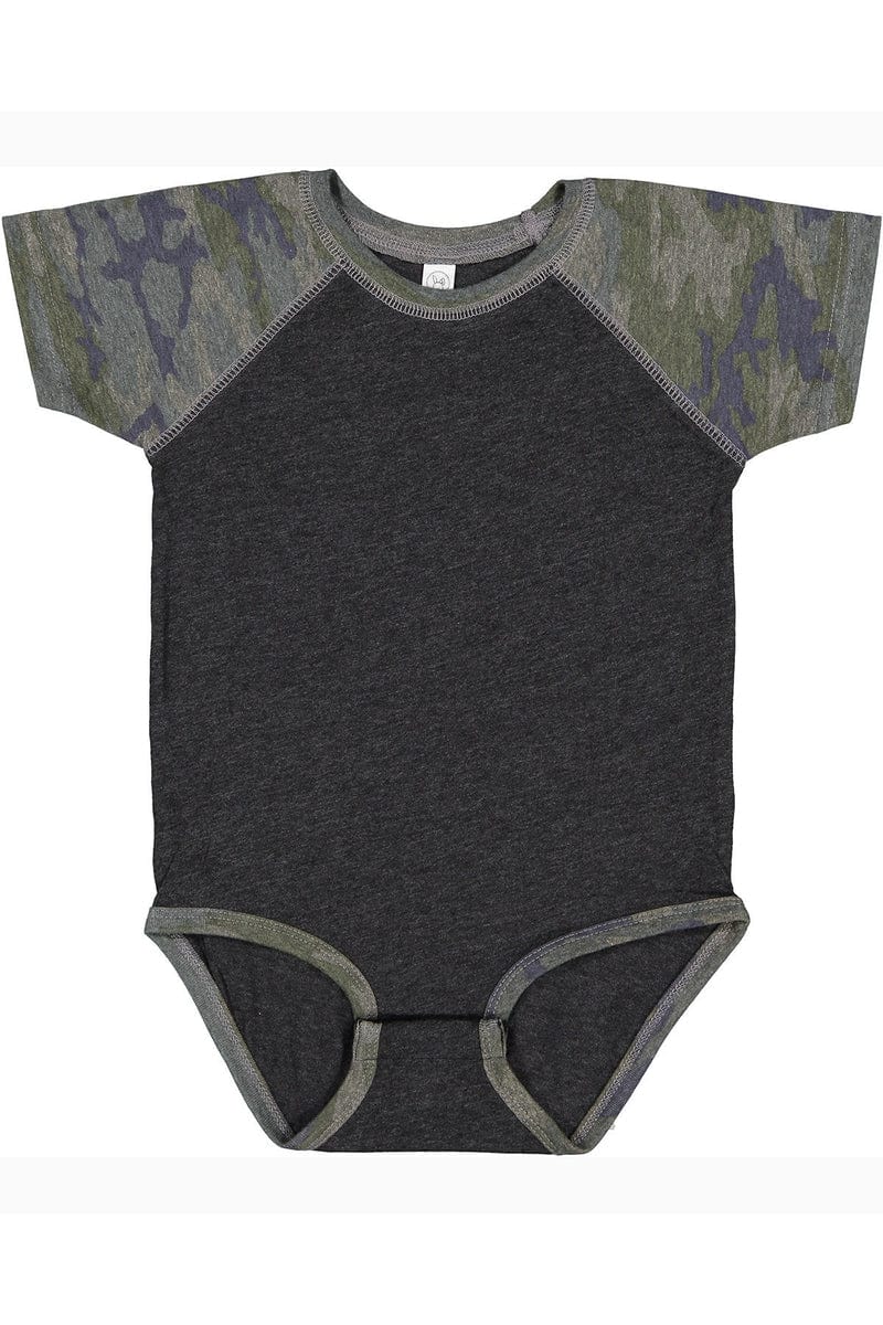 Rabbit Skins Infant/Toddler 6MOS / Vn Smke/ Vn Camo Rabbit Skins RS4430: Infant Baseball Fine Jersey Bodysuit