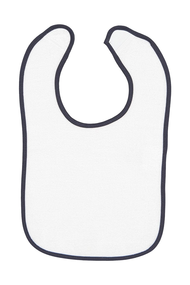 Rabbit Skins Infant/Toddler OS / White/ Navy Rabbit Skins 1003: Infant Contrast Trim Terry Bib