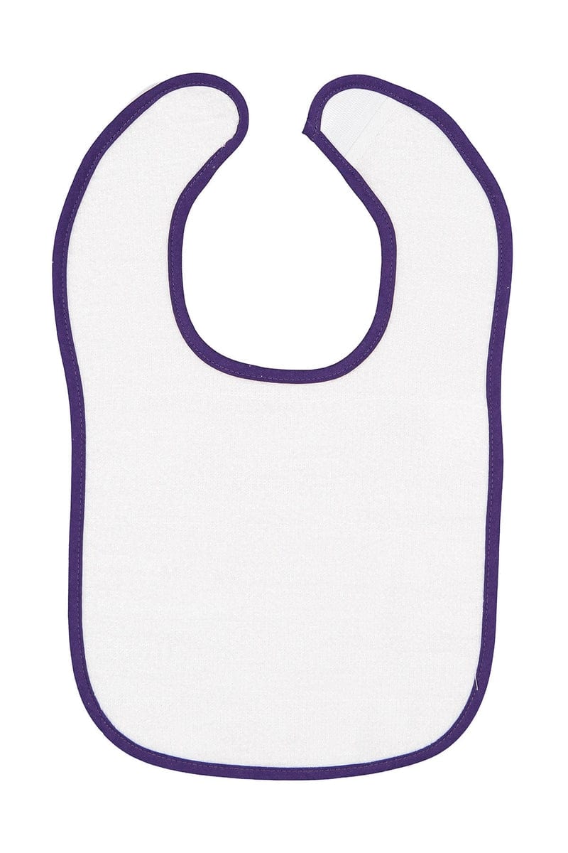 Rabbit Skins Infant/Toddler OS / White/ Purple Rabbit Skins 1003: Infant Contrast Trim Terry Bib