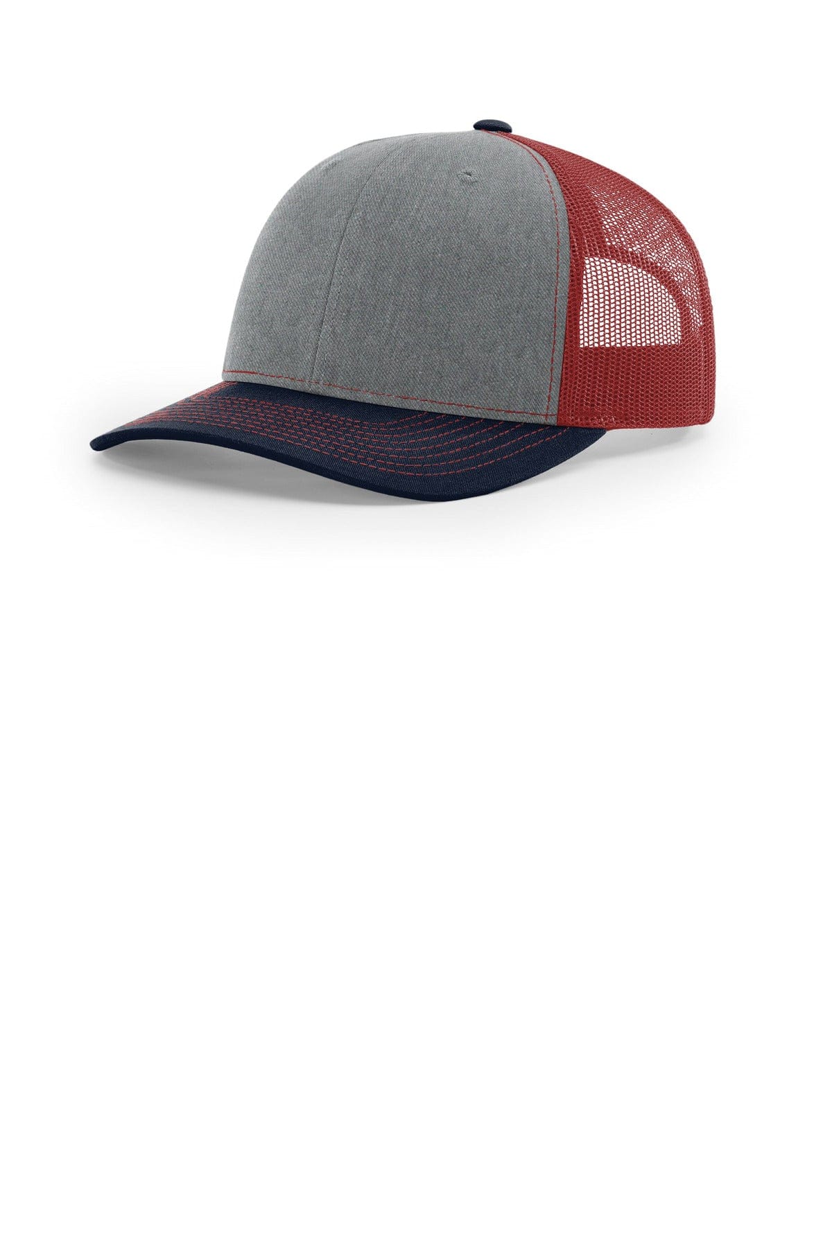 Richardson 112 OSFA / Heather Grey/ Cardinal/ Navy Richardson Trucker Cap 112