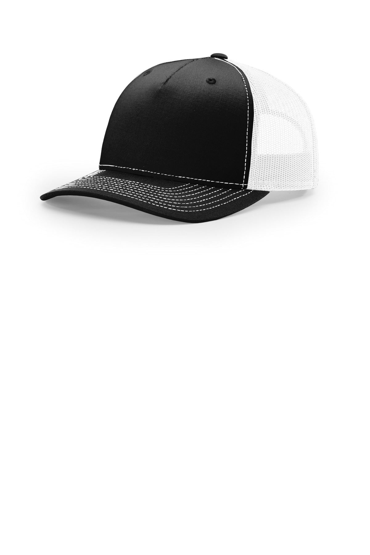 Richardson Five-Panel Trucker 112FP in Black/ White