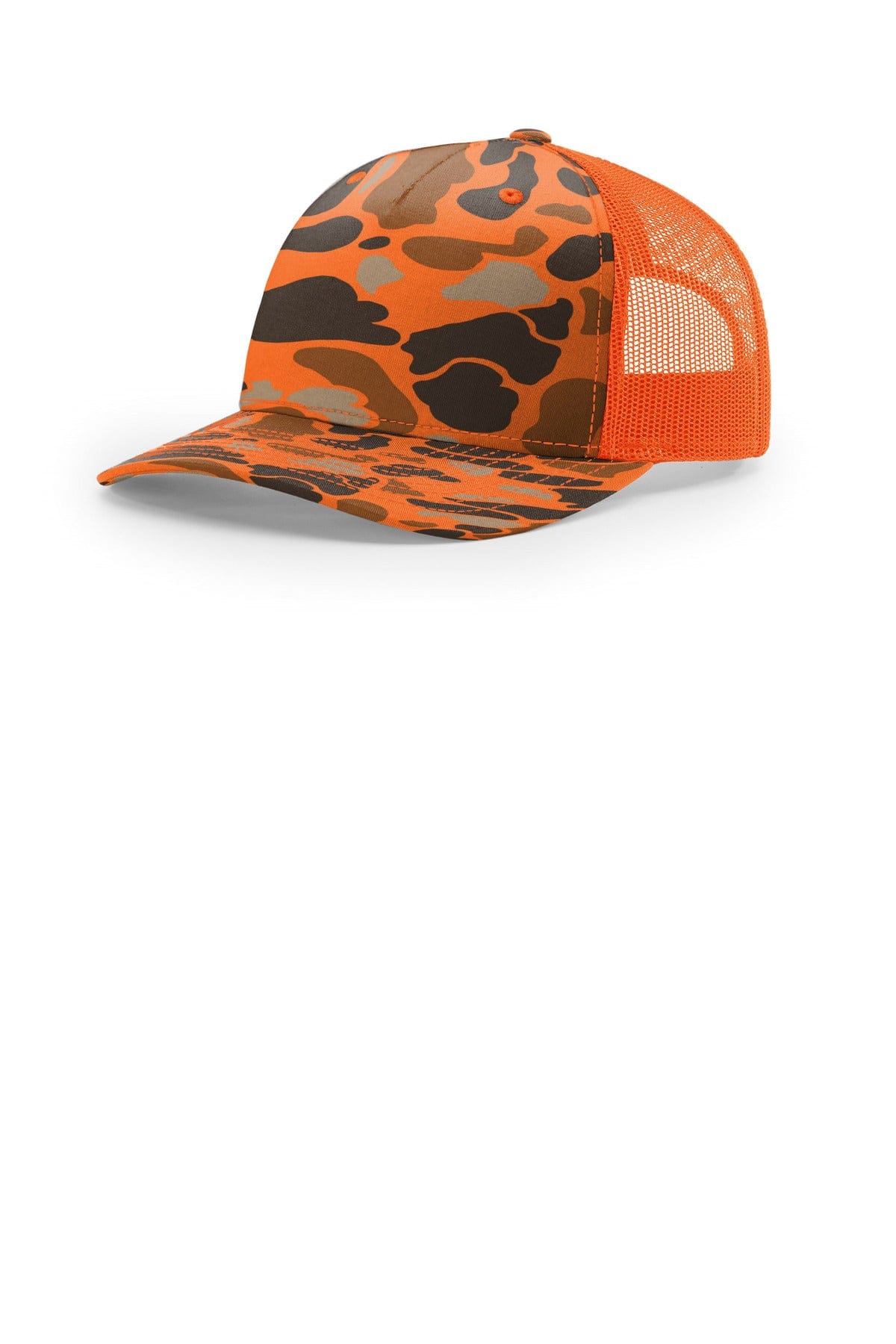 Richardson Printed Five-Panel Trucker 112PFP in Blaze Duck Camo/ Blaze