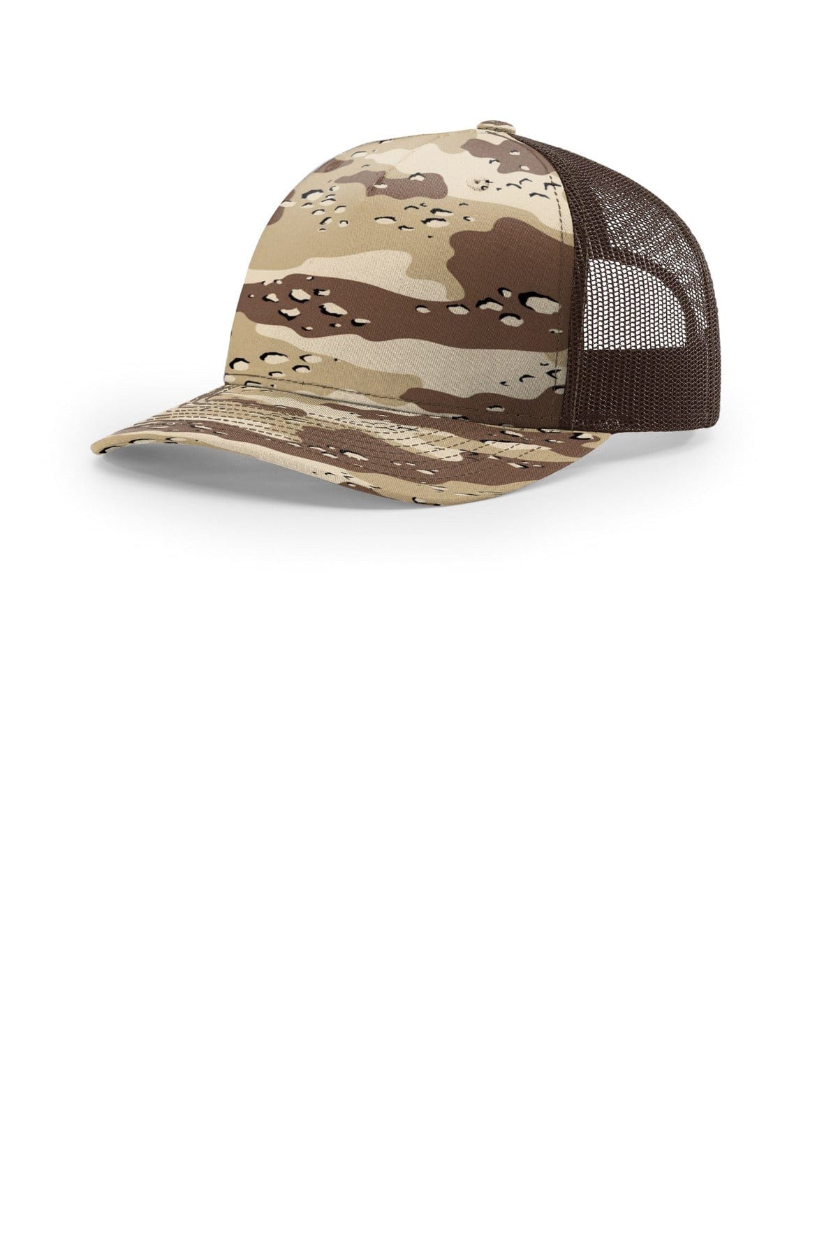 Richardson Printed Five-Panel Trucker 112PFP in Desert Camo/ Brown
