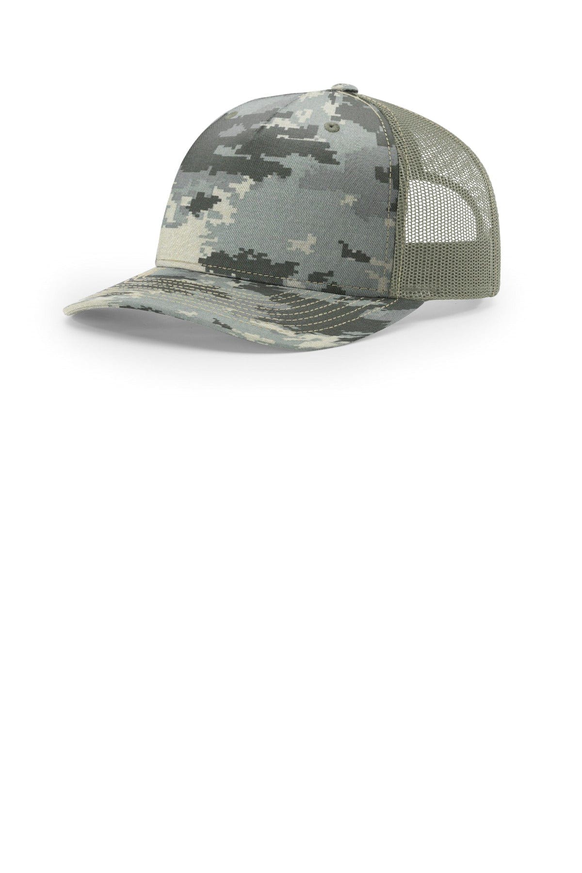 Richardson Printed Five-Panel Trucker 112PFP in Digital Camo/ Light Green