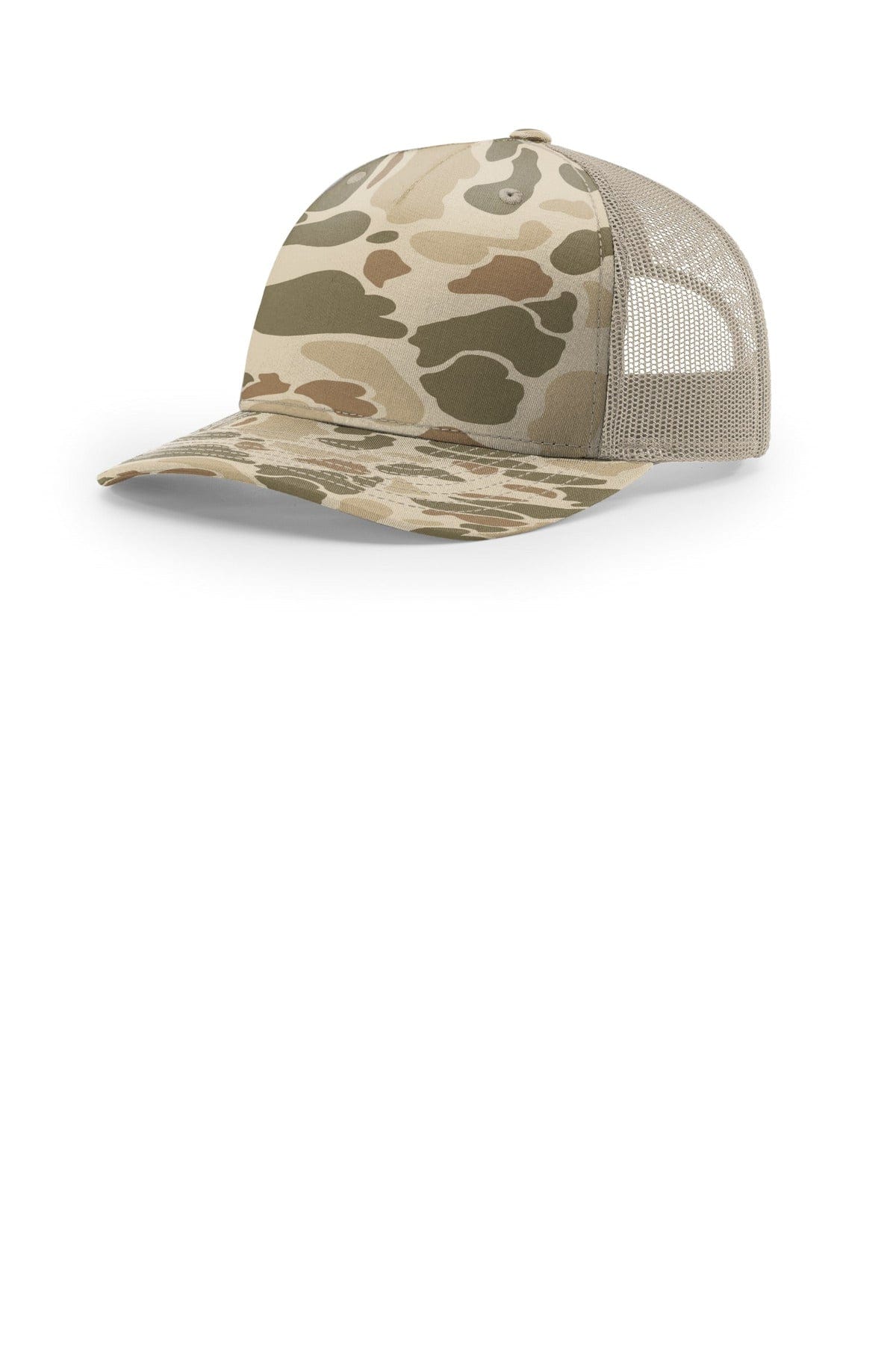 Richardson Printed Five-Panel Trucker 112PFP in Harvest Duck Camo/ Light Tan