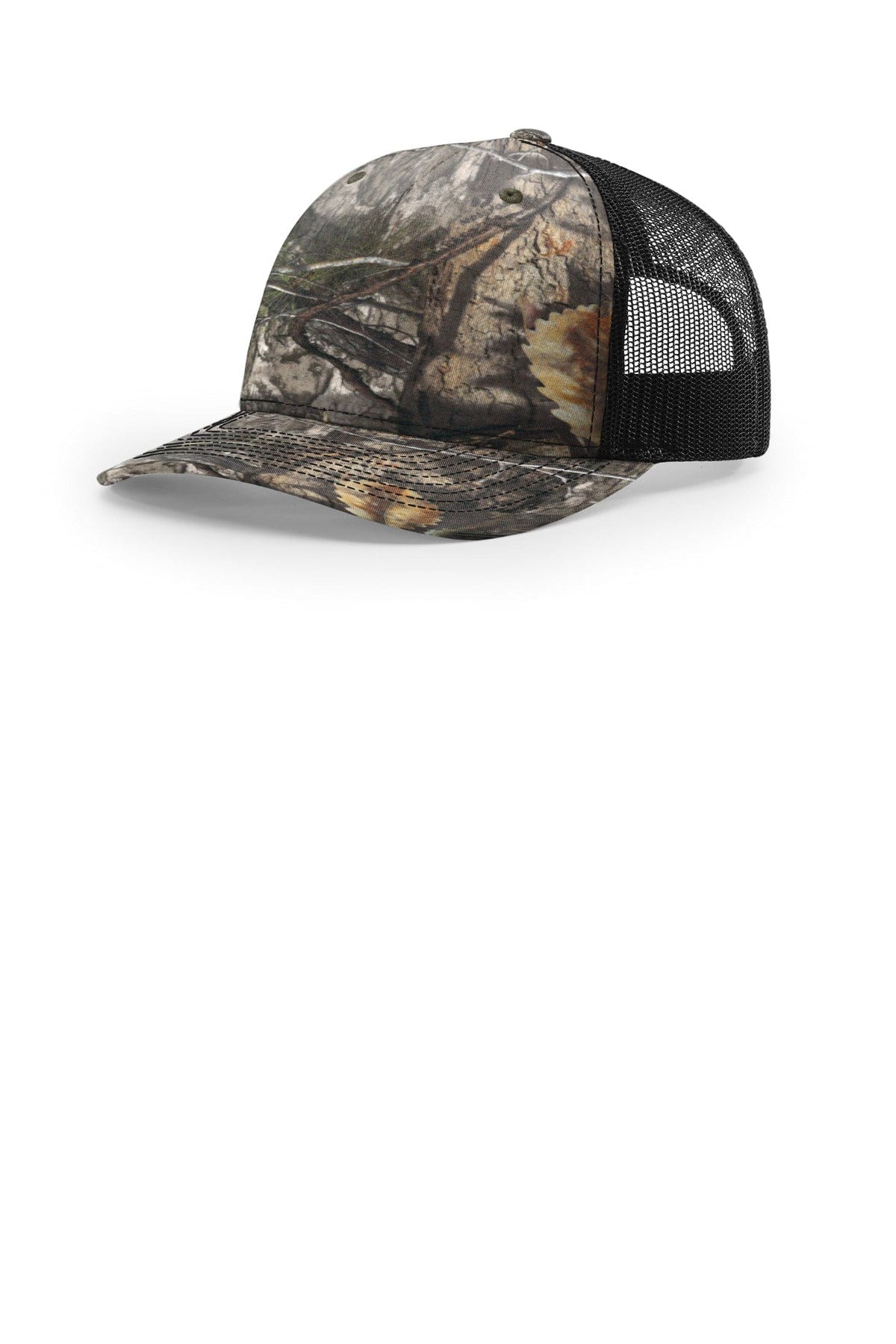 Richardson Printed Five-Panel Trucker 112PFP in Mossy Oak Country DNA/ Black