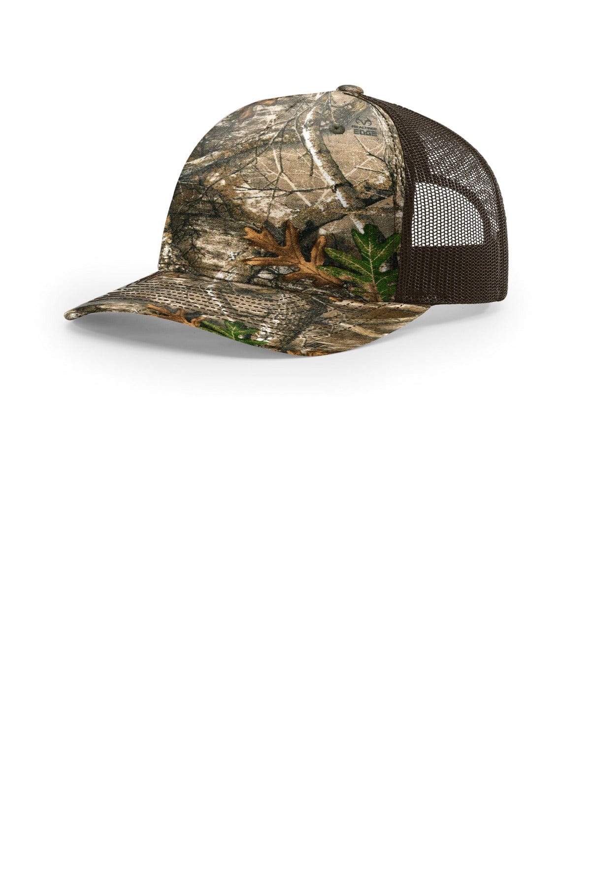 Richardson Printed Five-Panel Trucker 112PFP in Realtree Edge/ Brown