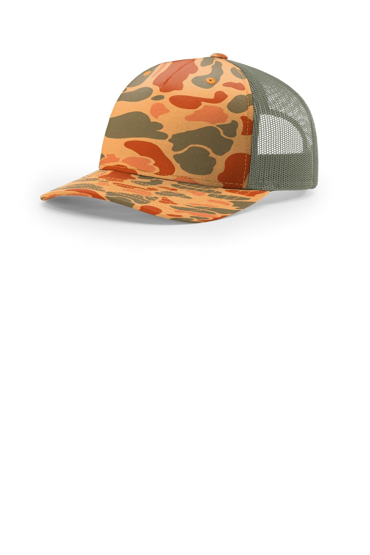 Richardson Printed Five-Panel Trucker 112PFP in Sienna Duck Camo/ Loden