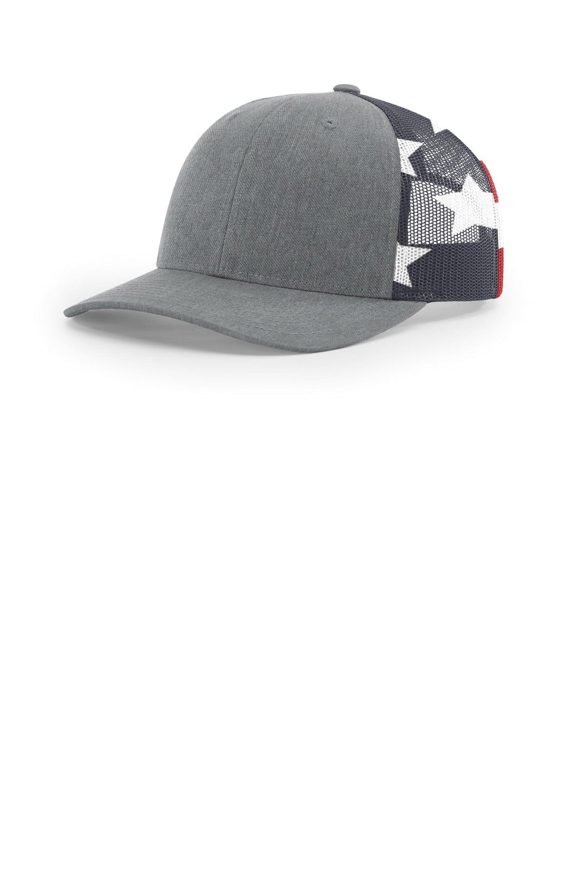 Richardson Printed Mesh Trucker 112PM in Heather Grey/ Stars Stripes