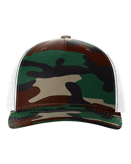Richardson 12234 Adjustable / Green Camo/ White 112PFP-Five-Panel Printed Trucker Cap