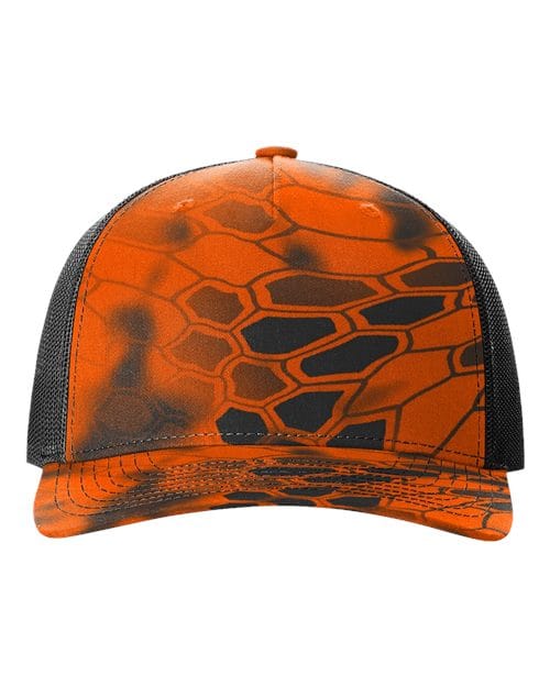 Richardson 12234 Adjustable / Kryptek Inferno/ Black 112PFP-Five-Panel Printed Trucker Cap