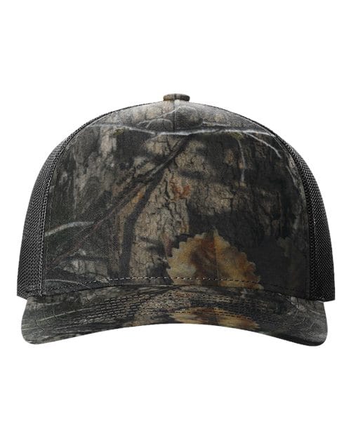 Richardson 12234 Adjustable / Mossy Oak Country DNA/ Black 112PFP-Five-Panel Printed Trucker Cap