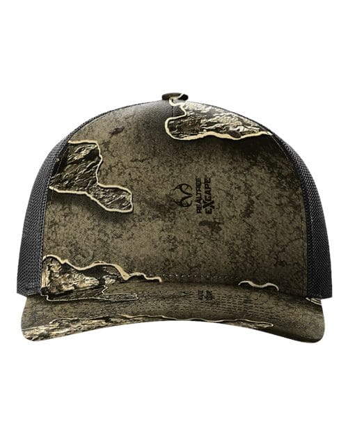 Richardson 12234 Adjustable / Realtree Escape/ Black 112PFP-Five-Panel Printed Trucker Cap