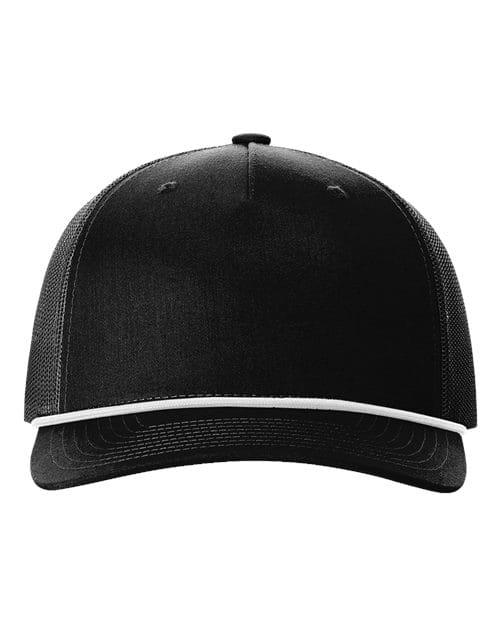 Richardson 12235 Adjustable / Black/ White 112FPR-Five-Panel Trucker with Rope Cap