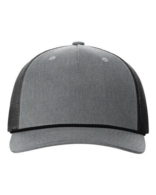 Richardson 12235 Adjustable / Heather Grey/ Black 112FPR-Five-Panel Trucker with Rope Cap