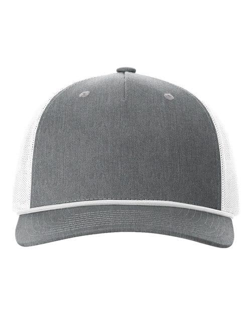 Richardson 12235 Adjustable / Heather Grey/ White 112FPR-Five-Panel Trucker with Rope Cap