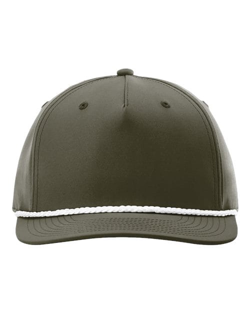 Richardson 12237 Adjustable / Dark Olive Green/ White 258-Five-Panel Classic Rope Cap