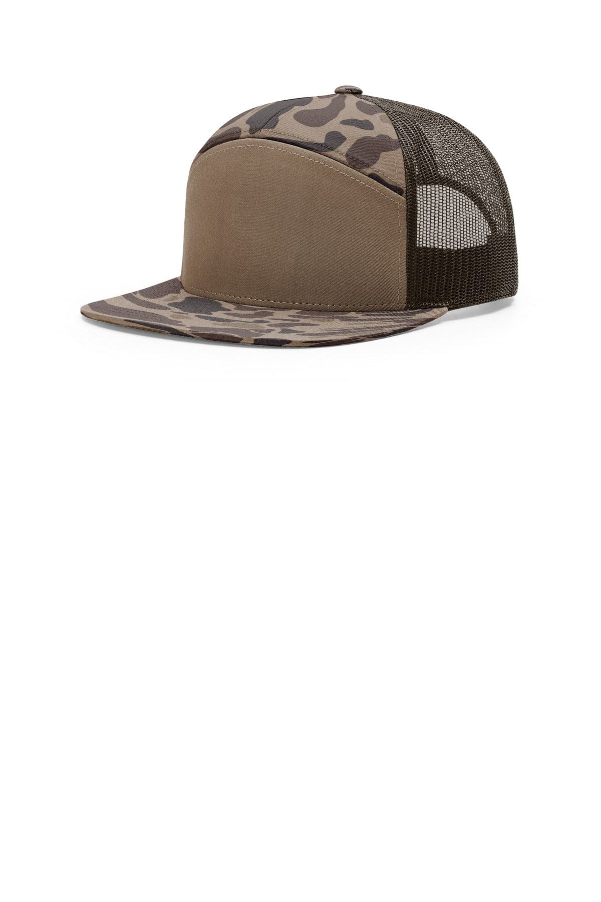 Richardson Printed 7-Panel Trucker 168P in Bark Duck Camo/ Brown