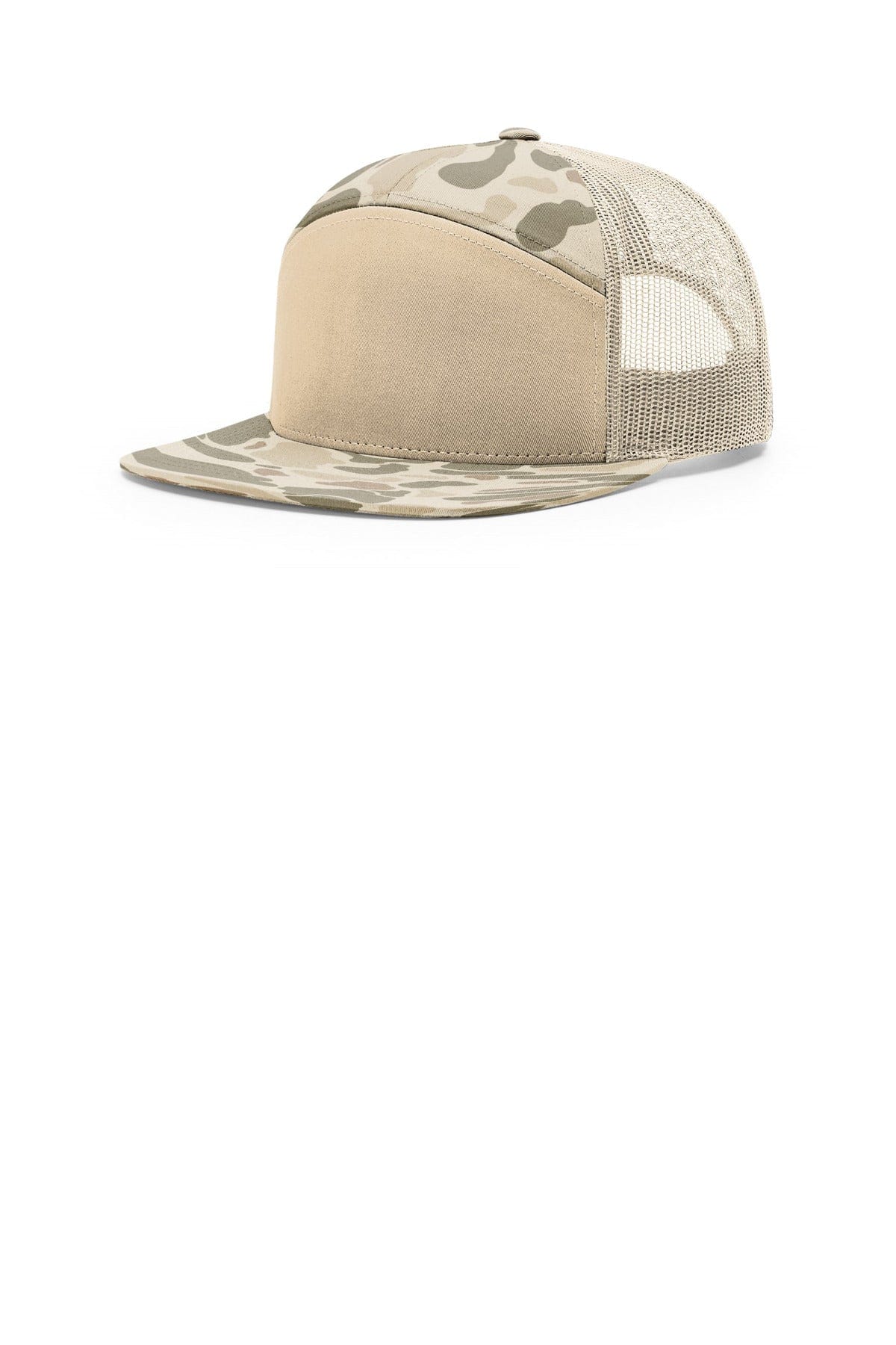 Richardson Printed 7-Panel Trucker 168P in Harvest Duck Camo/ Sandstone