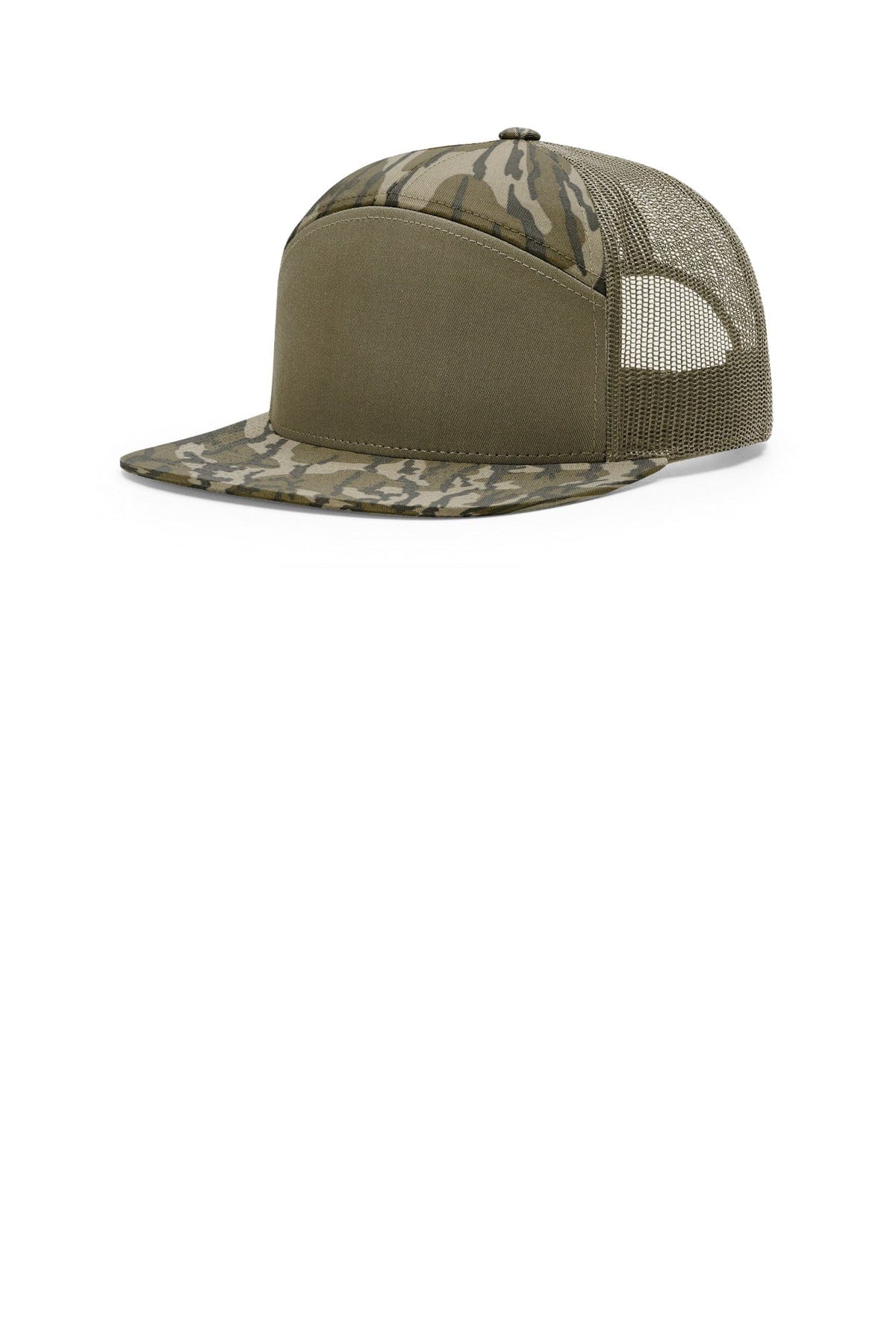 Richardson Printed 7-Panel Trucker 168P in Mossy Oak Bottomland/ Loden