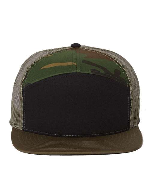 Richardson 2130 Adjustable / Black/ Camo/ Loden 168-Seven-Panel Trucker Cap