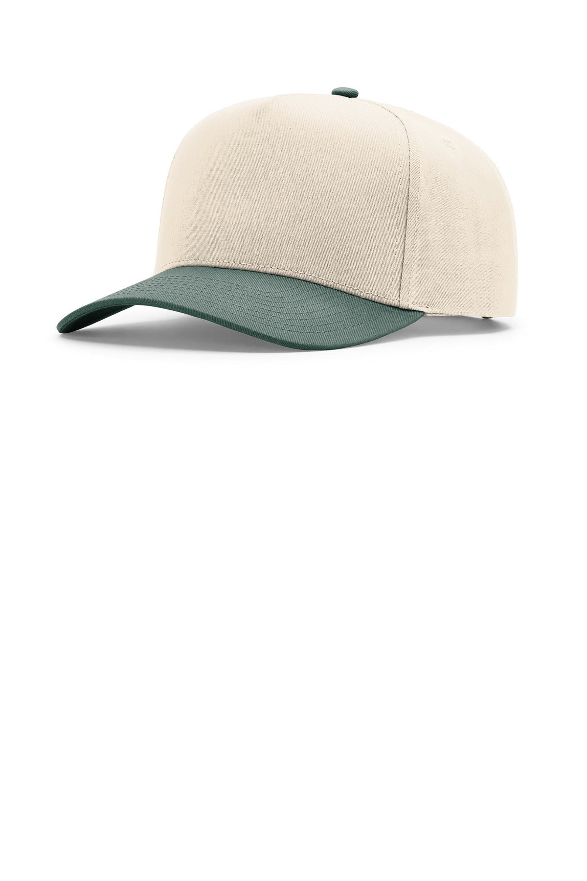 Richardson Full Fabric 5-Panel Champ 323FPC in Cream/ Cream/ Dark Green