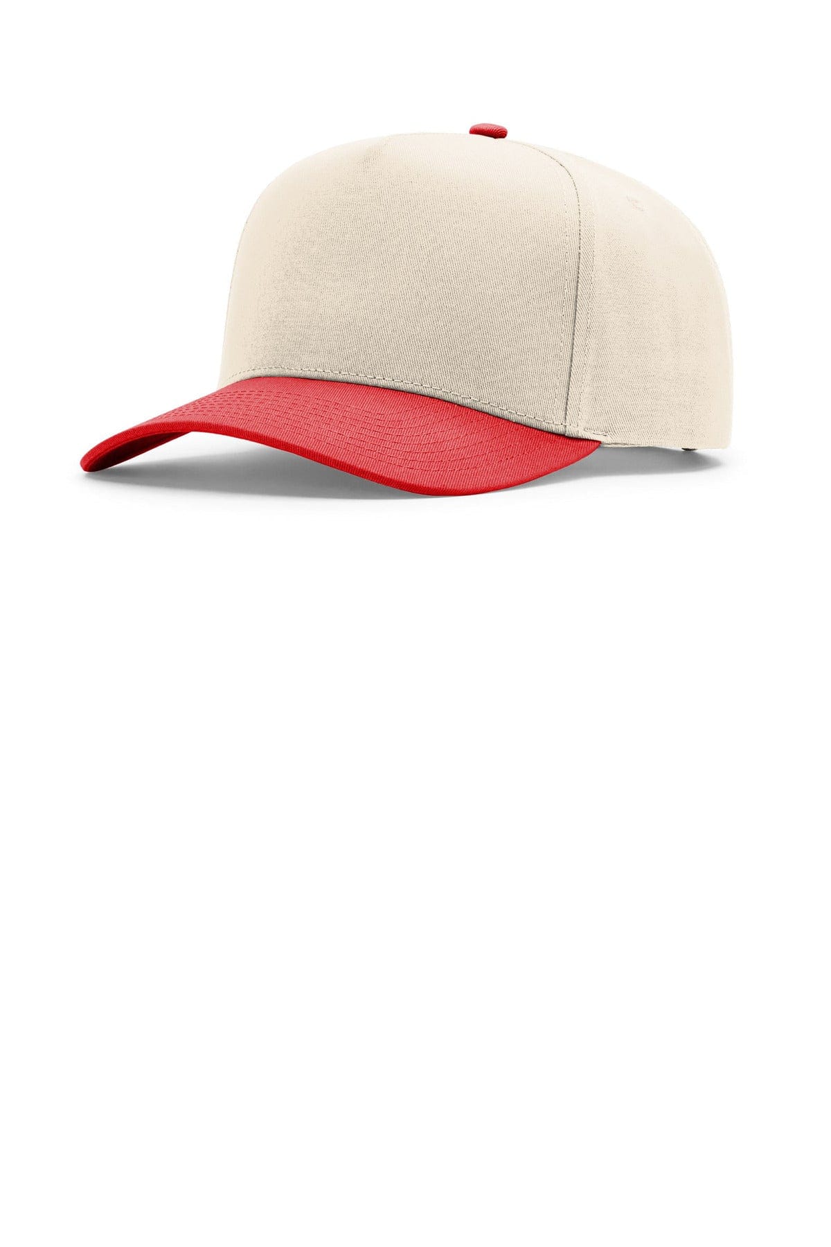 Richardson Full Fabric 5-Panel Champ 323FPC in Cream/ Cream/ Red