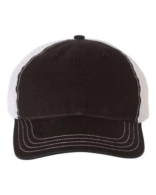 Richardson 4331 Adjustable / Black/ White 111-Garment-Washed Trucker Cap