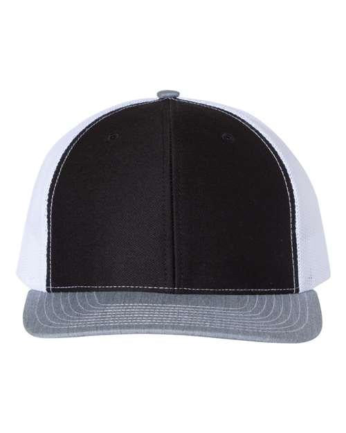 Richardson 4332 OSFM / Black/ White/ Heather Grey 112-Snapback Trucker Cap