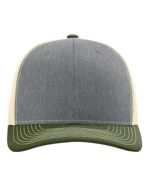 Richardson 4332 OSFM / Heather Grey/ Birch/ Army Olive 112-Snapback Trucker Cap