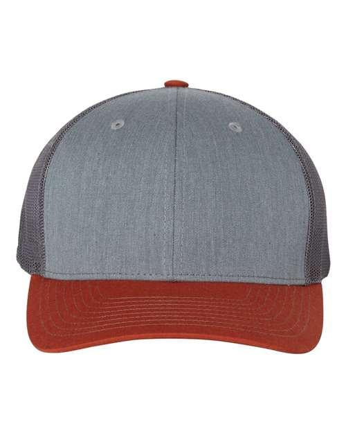 Richardson 4332 OSFM / Heather Grey/ Charcoal/ Dark Orange 112-Snapback Trucker Cap