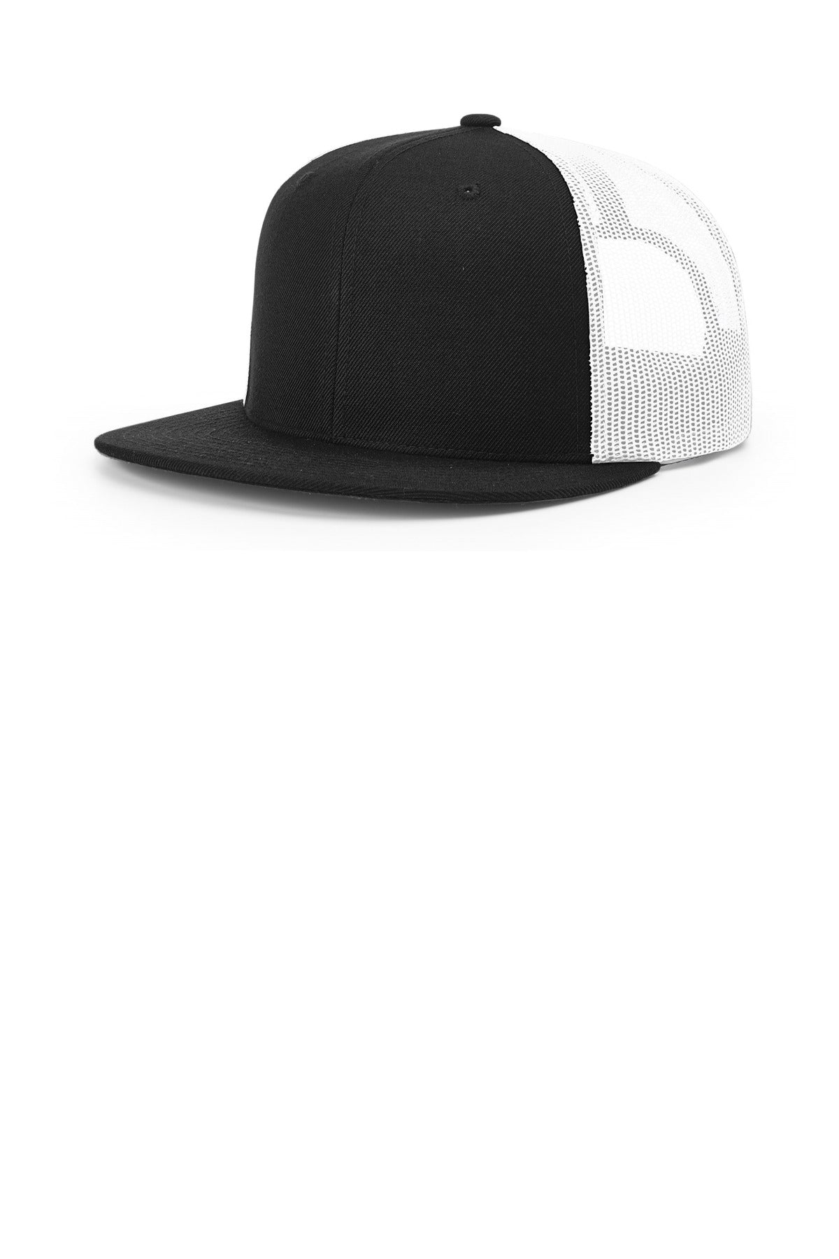 Richardson Acrylic-Wool Blend Flatbill Trucker 511 in Black/ White