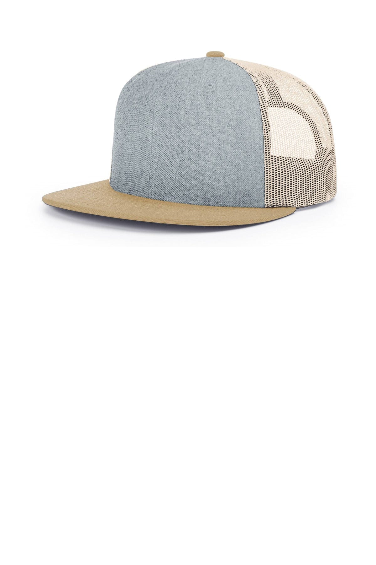 Richardson Acrylic-Wool Blend Flatbill Trucker 511 in Heather Grey/ Birch/ Biscuit