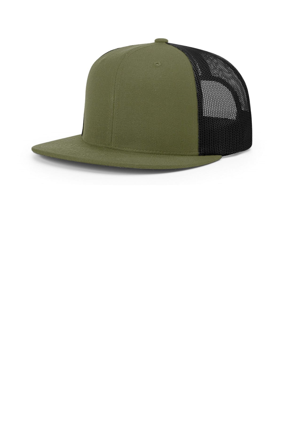 Richardson Acrylic-Wool Blend Flatbill Trucker 511 in Loden/ Black